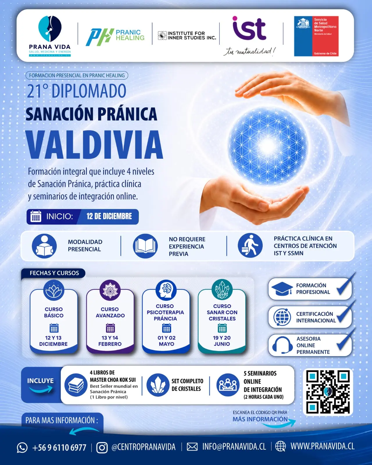 21ª Versión Diplomado en Sanación Pránica 2026 - Valdivia - básico y avanzado