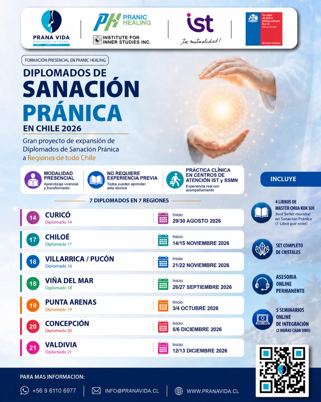 Calendario general de Diplomados de Sanación Pránica en Chile 2026