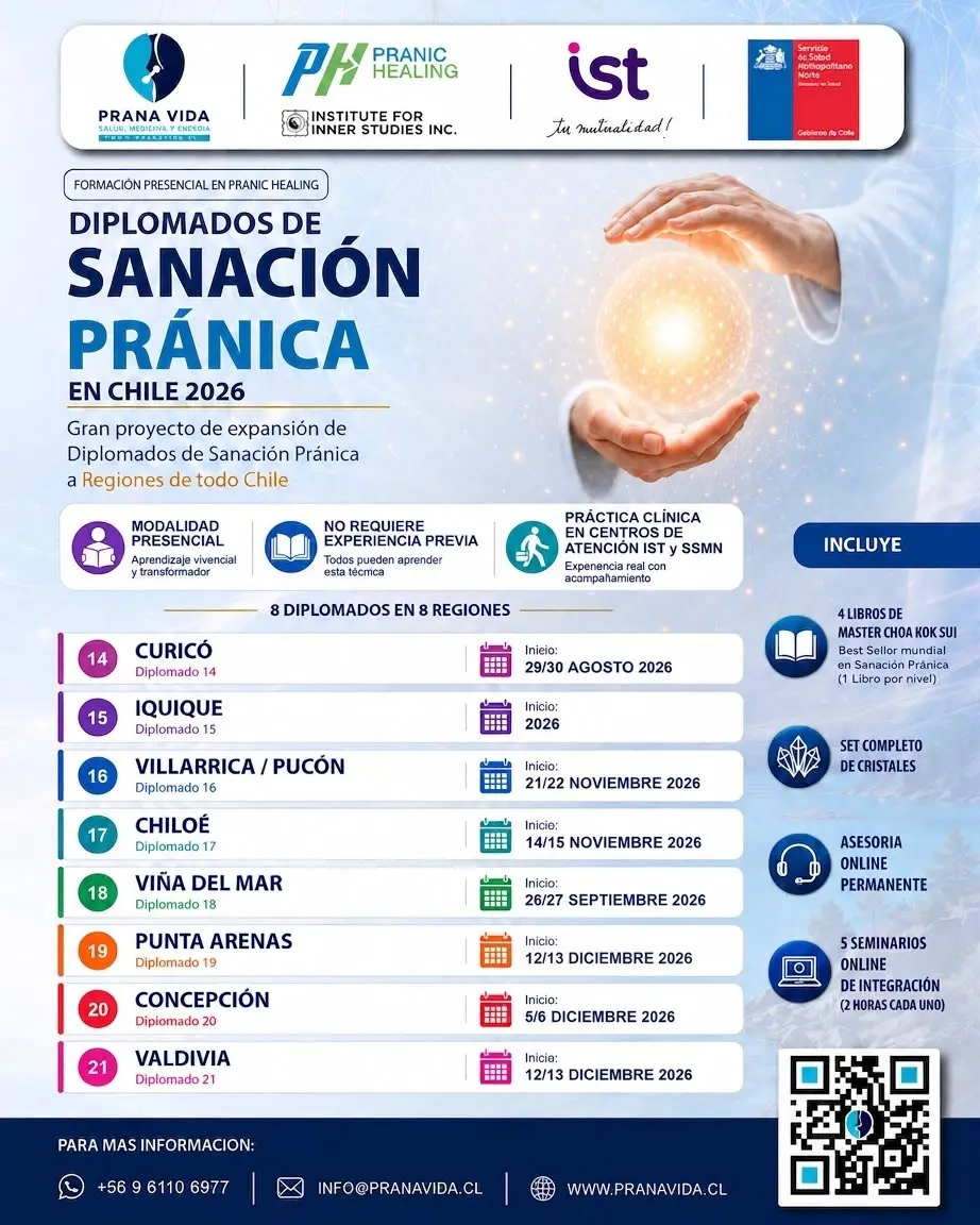 Calendario general de Diplomados de Sanación Pránica en Chile 2026